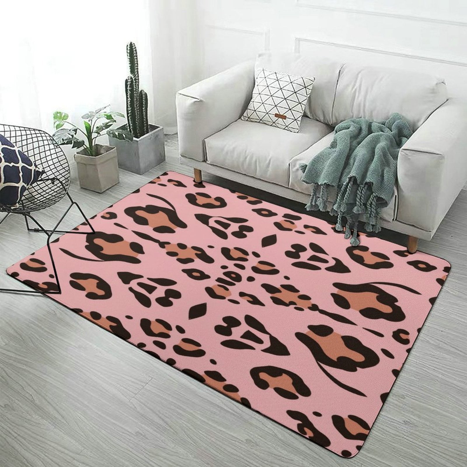 Pink Leopard Print Carpet Large Size Living Room American Style Rugs ...