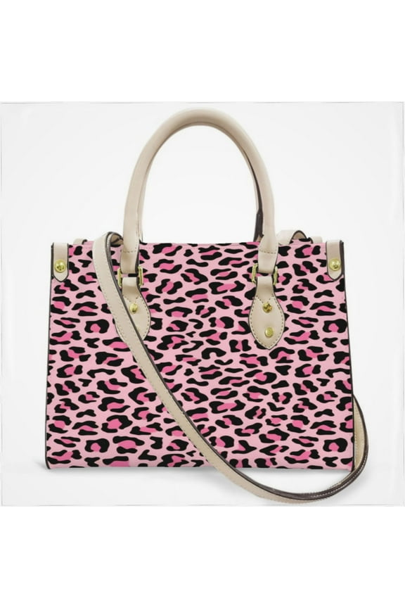 Pink Leopard Print Cross Body Bags For Women Small Leather Female Handbags Fashion Top-Handle Totes