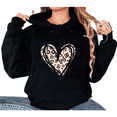 thumbnail image 1 of Pink Leopard Print Heart Graphic Sweatshirt Print Hoodie Women's Black S-2XL Tops, 1 of 4