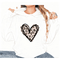 thumbnail image 1 of Pink Leopard Print Heart Graphic Sweatshirt Print Hoodie Women's White S-2XL Tops, 1 of 4