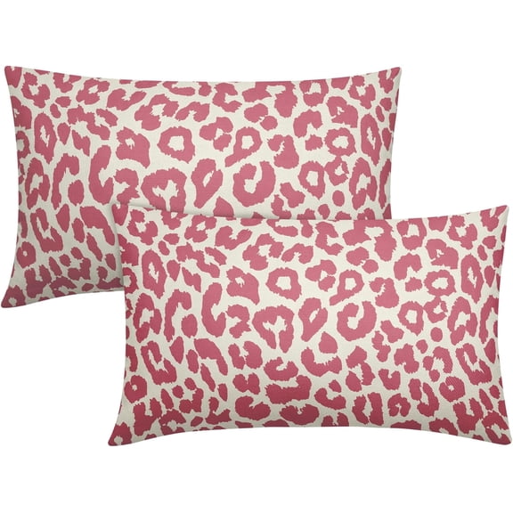 Pink Leopard Print Lumabr Pillow Covers 12x20 Set of 2 Cheetah Animal Pattern Chinoiserie Decorative Outdoor Pillowcases Farmhouse Zipper Throw Cushion Case Decor for Home Couch Sofa Bed