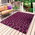 thumbnail image 1 of Pink Leopard Print Outdoor Rug for Patio/Deck/Porch, Non-Slip Large Area Rug 3 x 5 Ft, Retro Chic Abstract Animals Texture Indoor Outdoor Rugs Washable Area Rugs, Reversible Camping Rug Carpet Runner, 1 of 8