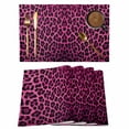thumbnail image 1 of Pink Leopard Print Placemats Set of 8, Retro Chic Abstract Animals Texture Placemats for Dining Table, Place Mats for Kitchen Tabletop, Waterproof Wipeable Dining Table Mats Set, 1 of 9
