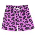 thumbnail image 1 of Pink Leopard Print Swim Trunks Quick Dry Beach Pool Board Shorts Lightweight Stylish Print Sizes 2T to XL, 1 of 8