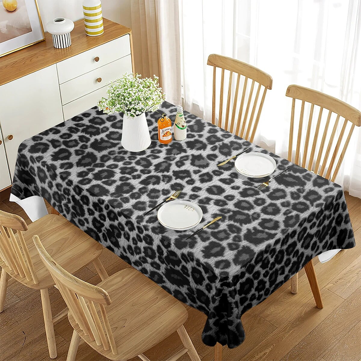 Pink Leopard Print Tablecloth Rectangle Wildlife Animals Leopard Skins