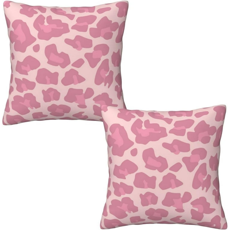 Pink Leopard Print Throw Pillow Covers 18x18 Set of 2, Pillow Case