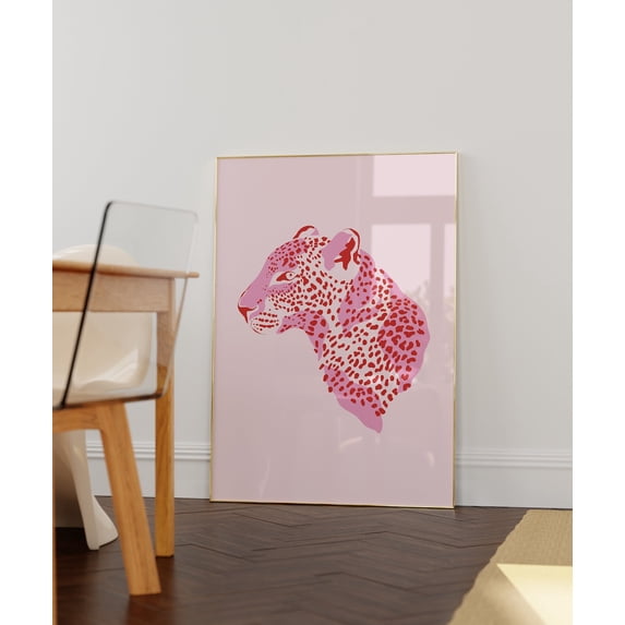 Pink Leopard Print Trendy Boho Wall Art Decor, Unframed Paper Poster 11x14in