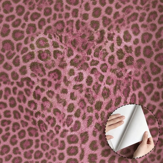 Pink Leopard Print Wallpaper, Funky Quirky Style Peel and Stick Wallpaper, Waterproof Wall Decoration for Living Room, Bedroom, Drawer, Shelf, Rental Property, Size 17.7 * 118 in