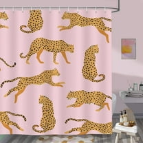 Pink Leopard Shower Curtain 72 x 72 Inch Tropical Animal Cheetah Trendy Decorative Bath Curtain Polyester Fabric Waterproof Bathroom Curtain with 12 Hooks
