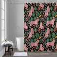 thumbnail image 1 of Pink Leopard Shower Curtain for Bathroom Decor, Green Palm Leaf Waterproof Fabric Shower Curtain, 36"x78" Set with 12 Hooks, 1 of 9