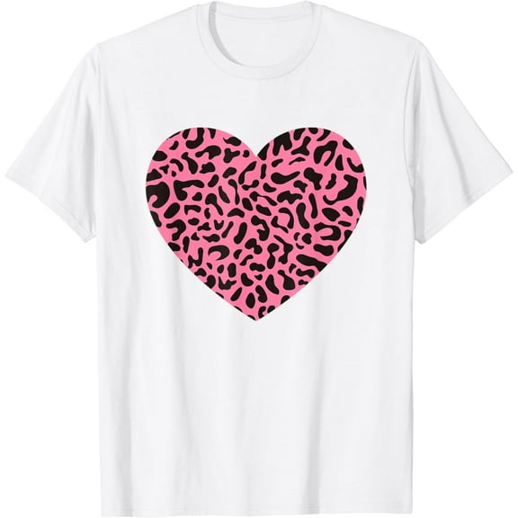 Pink Leopard Skin Cheetah Print Heart Gift T-Shirt100% cotton