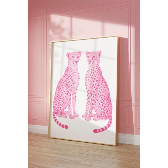 Pink Leopard T-Shirt Cute Dorm Room Decor Minimalist Cheetah Print College Girl Tee, Unframed Paper Poster 8x10in