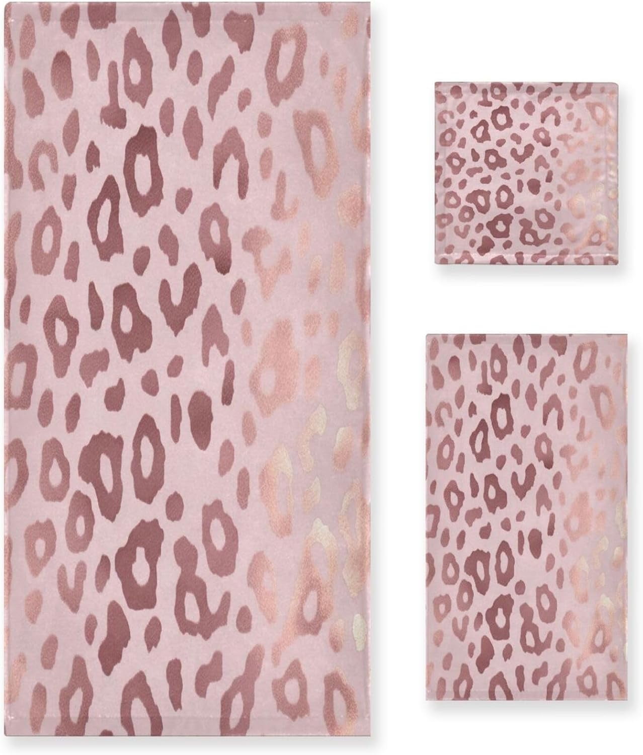 Pink Leopard Towels 3 Pack Bath Towels for Bathroom Set Soft Cotton Highly Absorbent Lightweight & Quickdry Towel Set 1 Bath Towel,1 Hand Towel,1 Washclothe Wash cloth