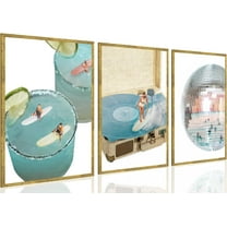 Pink Leopard Wall Art Set of 3 Fashion Cheetah Luxury Disco Ball Kiss Lips Playing Card Posters Trendy Magazine Canvas Prints Decor Aesthetic for Girly Bedroom Office Dorm