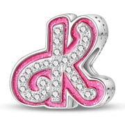 Pink Letter K BeadCharm, Compatible with Most Bracelet, Charm for Bracelet
