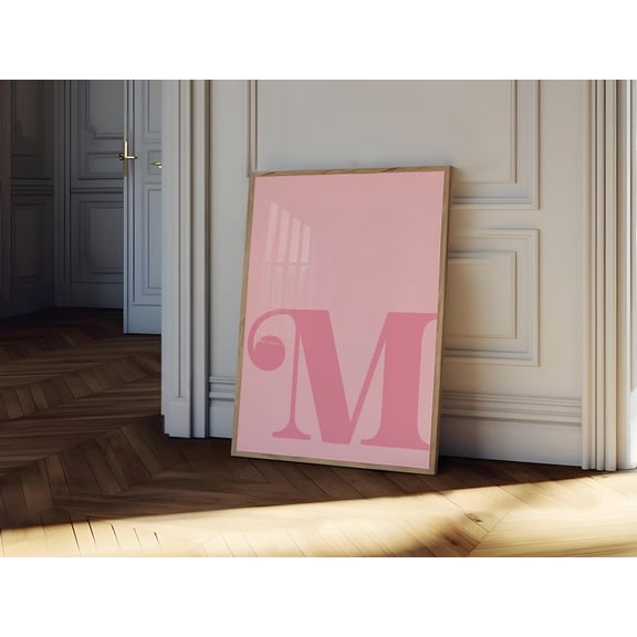 Pink Letter M Print Initial Wall Art Dorm Decor Pdf, Unframed Paper Print