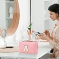 thumbnail image 1 of Pink Letter Makeup Bag for Valentine's Day,Letter Pattern Pouch Cosmetic Bag, Waterproof Toiletry Bag, Personalized Birthday Gift for Women Girl, Cute Stuff for Girls, 1 of 5