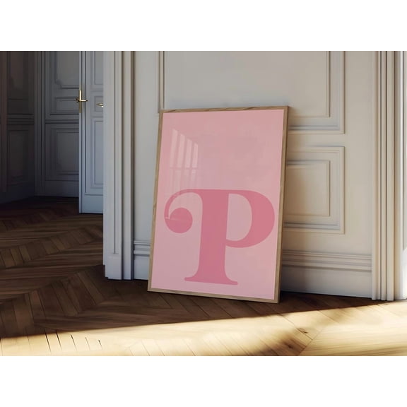 Pink Letter P Alphabet Initial Wall Art Unframed Paper Print