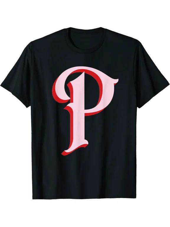 Pink Letter P Initial Monogram T-Shirt Size S-5XL