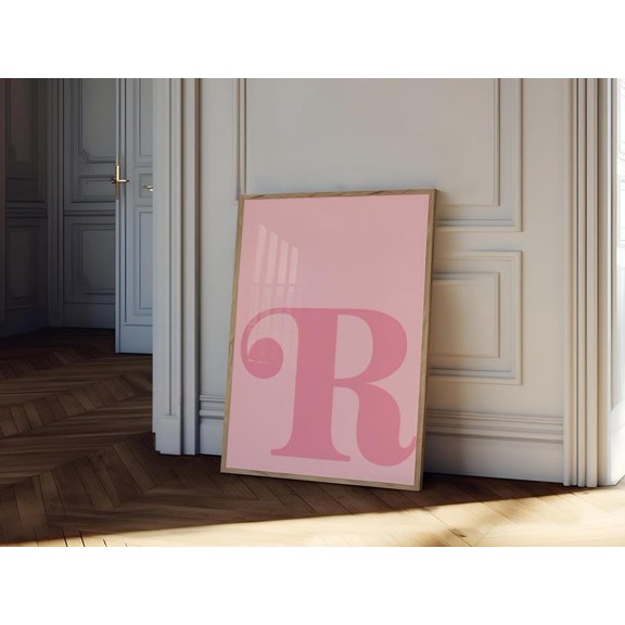 Pink Letter R Print Girly Dorm Decor Initial Wall Art Pdf Files, Unframed Paper Print