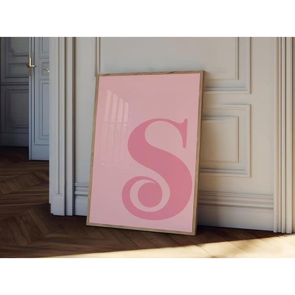 Pink Letter S Print Initial Wall Art Pdf