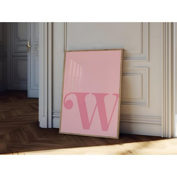 Pink Letter W Print Initial Wall Art Pdf