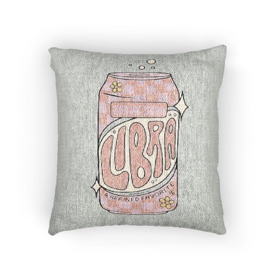 Pink Libra Zodiac Soda Can Decorative Woven Pillow, Light Blue, Cotton-Polyester Shell, Celestial Style, 17 x 18 in