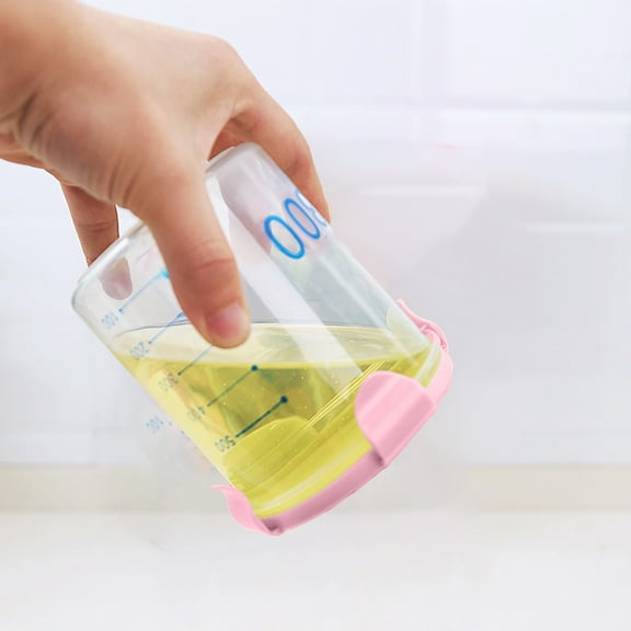 Pink Lid Storage Jars with Measurement Marks Round Sealing Containers Plastic Kitchen Canisters for Snacks Grains Yogurt Cheese Cake with Airtight Freshness Protection