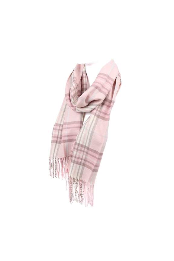 Pink/Light Brown/Beige Plaid Fall/Winter Scarf for Men & Women-Plaid Color Soft Feel Acrylic Scarves
