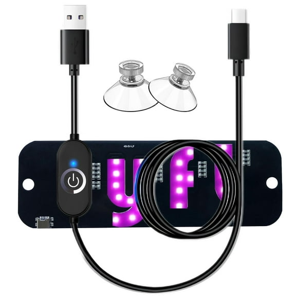 Pink Light Sign for Car Windshield with Suction Cups, Type-C Touch Dimmer Switch Cable