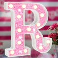 Pink Light Up Letters, Glitter Alphabet Letter Sign Pink LED Marquee