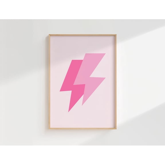Pink Lightning Bolt Print, Preppy Dorm Decor For Girls, Poster Only