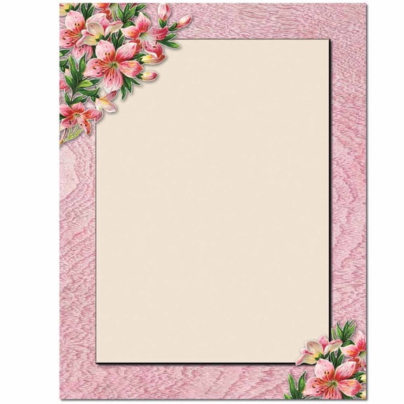 Pink Lilies Letterhead Laser & Inkjet Printer Paper, 25 Sheets per Pack