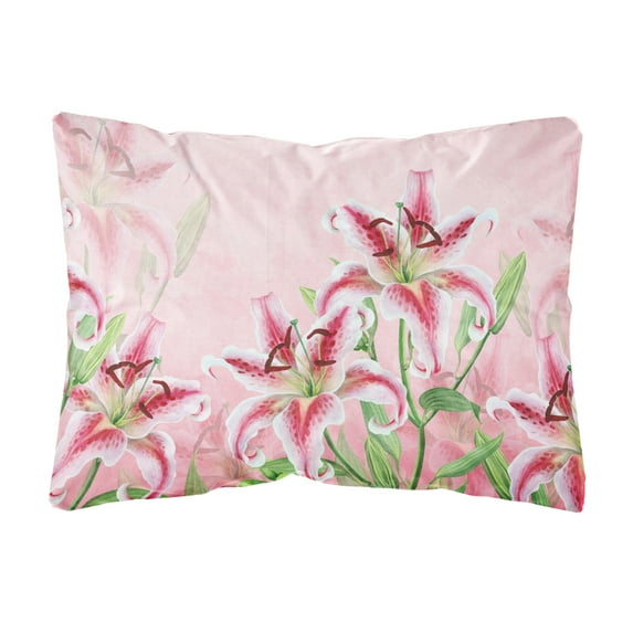 Pink Lillies Canvas Fabric Decorative Pillow