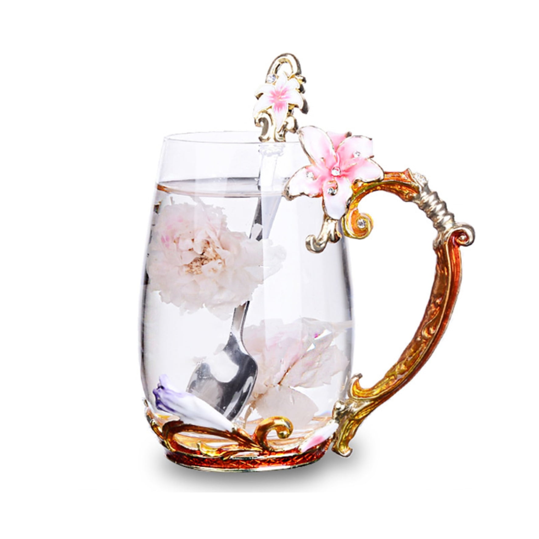 Gorgeous Enamel Iris Decorative Glass Coffee Cup 1-Piece