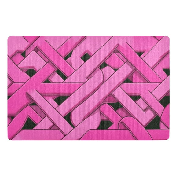 Pink Line Art Style Floor Door Mat Outdoor Indoor for Home Entrance Welcome Mats 32"x20"