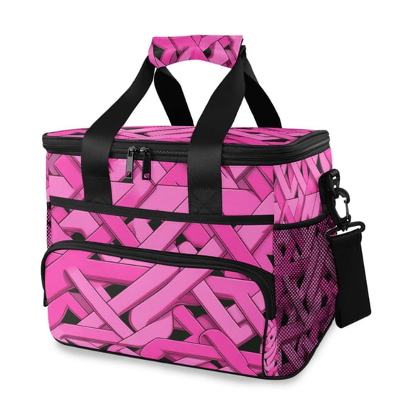 Pink Line Art Style Insulated Lunch Bag 15L Cooler Box for Women Men Work Camping Beach Travel