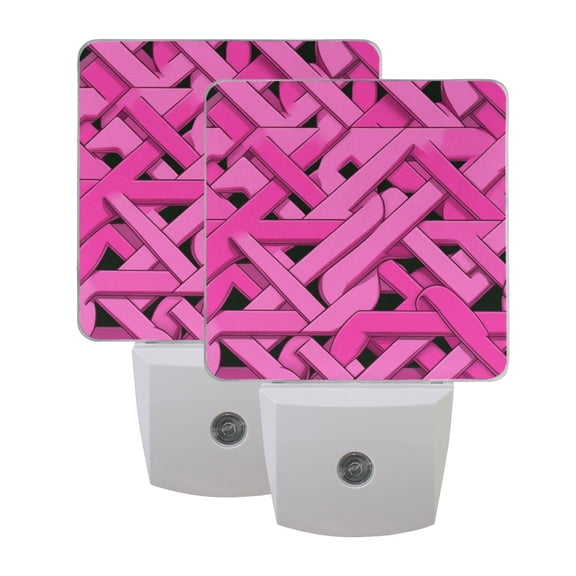 Pink Line Art Style LED Night Light with Smart Sensor Plug Into Wall Dusk to Dawn 2 packs