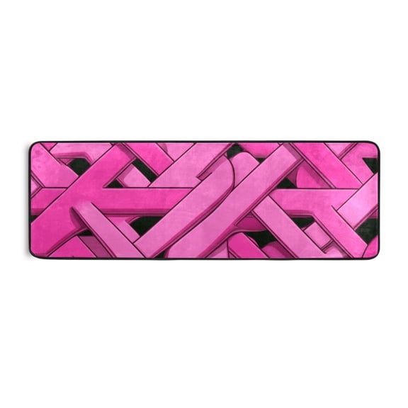Pink Line Art Style Runner Rug for Hallways Kitchen Non Slip 2'x 6' Washable Hall Carpet for Bedroom Entryway Laundry Room