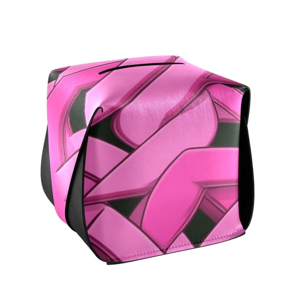 Pink Line Art Style Tissue Box Cover Leather Square Rectangle Tissue Box Holder for Bathroom Living Room Desk Office Decor