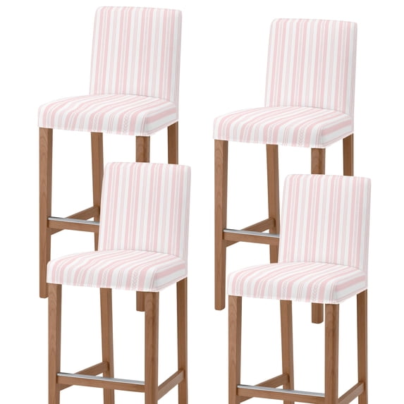 Pink Line Striped Bar Stool Covers - Stretch Dining Chair Covers Set of 4, Farmhouse Modern Geometric Stripes Bar Chair Cover Removable Counter Stool Pub Chairs Slipcovers Protectors for Kitchen/Cafe