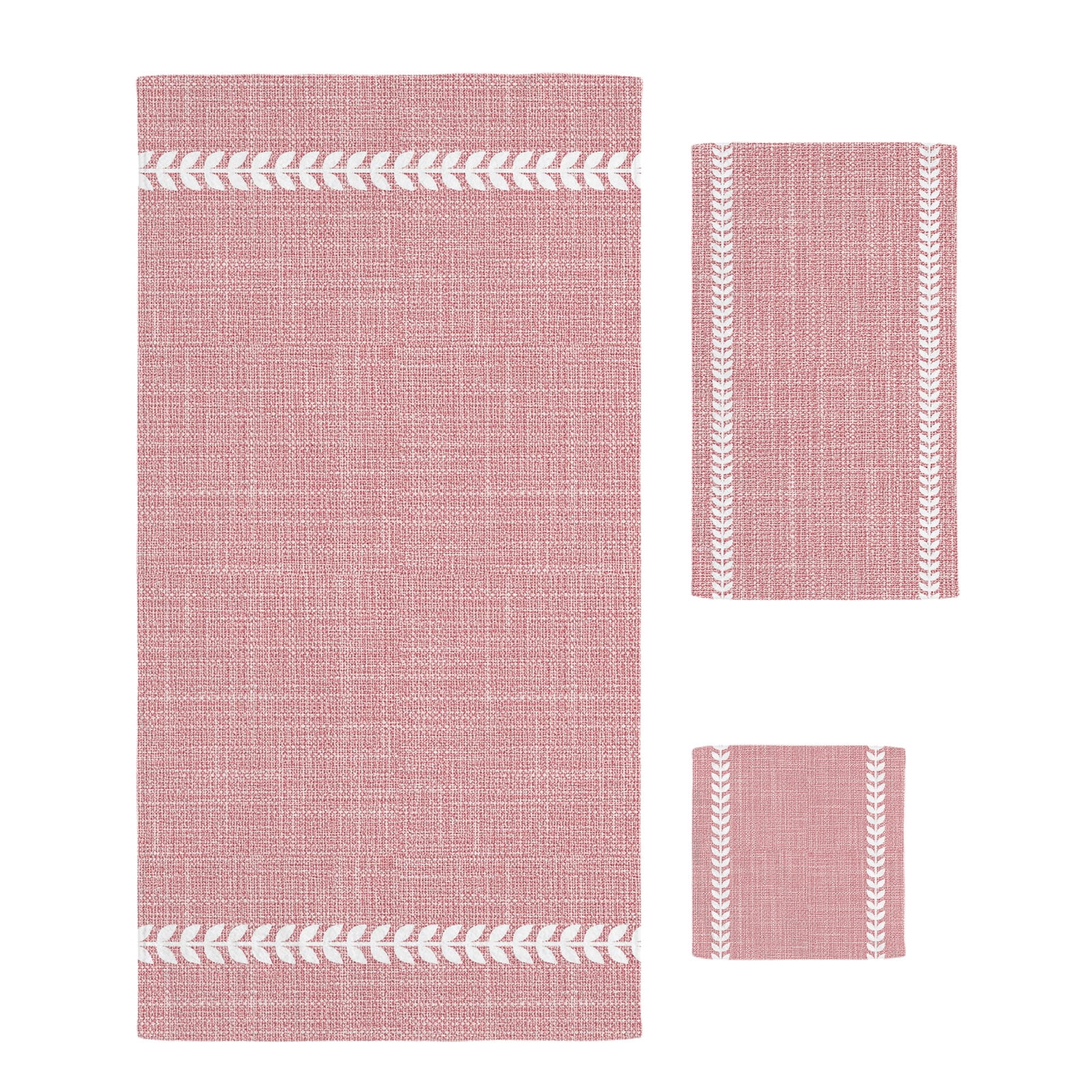 Pink Linen Bath Towels Set of 3 with Bath Towel Hand Towel Washcloth ...