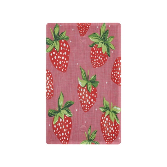 Pink Linen Strawberry Print Decorative Wall Plate, Flame Retardant PC Plastic Light Switch & Outlet Cover with Mounting Screws Fits Blank Unused Outlet