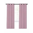 thumbnail image 1 of Pink Linen Texture Blackout Curtains 96 Inches Long, Farmhouse Solid Color 2 Panels, Thermal Insulated Room Darkening Drapes with Grommets, 52W x 96L Each Panel, 1 of 9