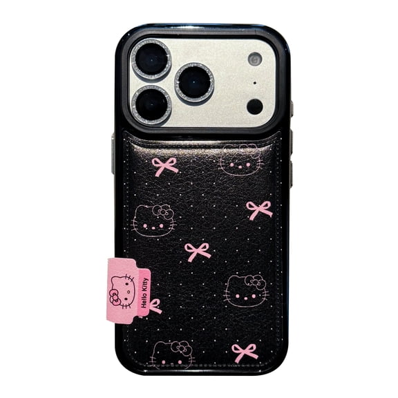 Pink Lines Hello Kitty Phone Case For iPhone 13 14 Pro 15 Pro 16 17 Pro Max Shockproof Hard Leather Cover
