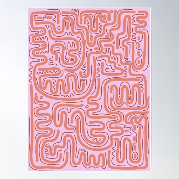 Pink Lines Over Lilac Poster Wall Art, Modern Wall Decor For Living Room Bedroom, 8x12 UNFRAMED