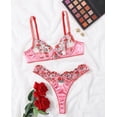 thumbnail image 1 of Pink Lingerie Set Floral Silk, 1 of 5