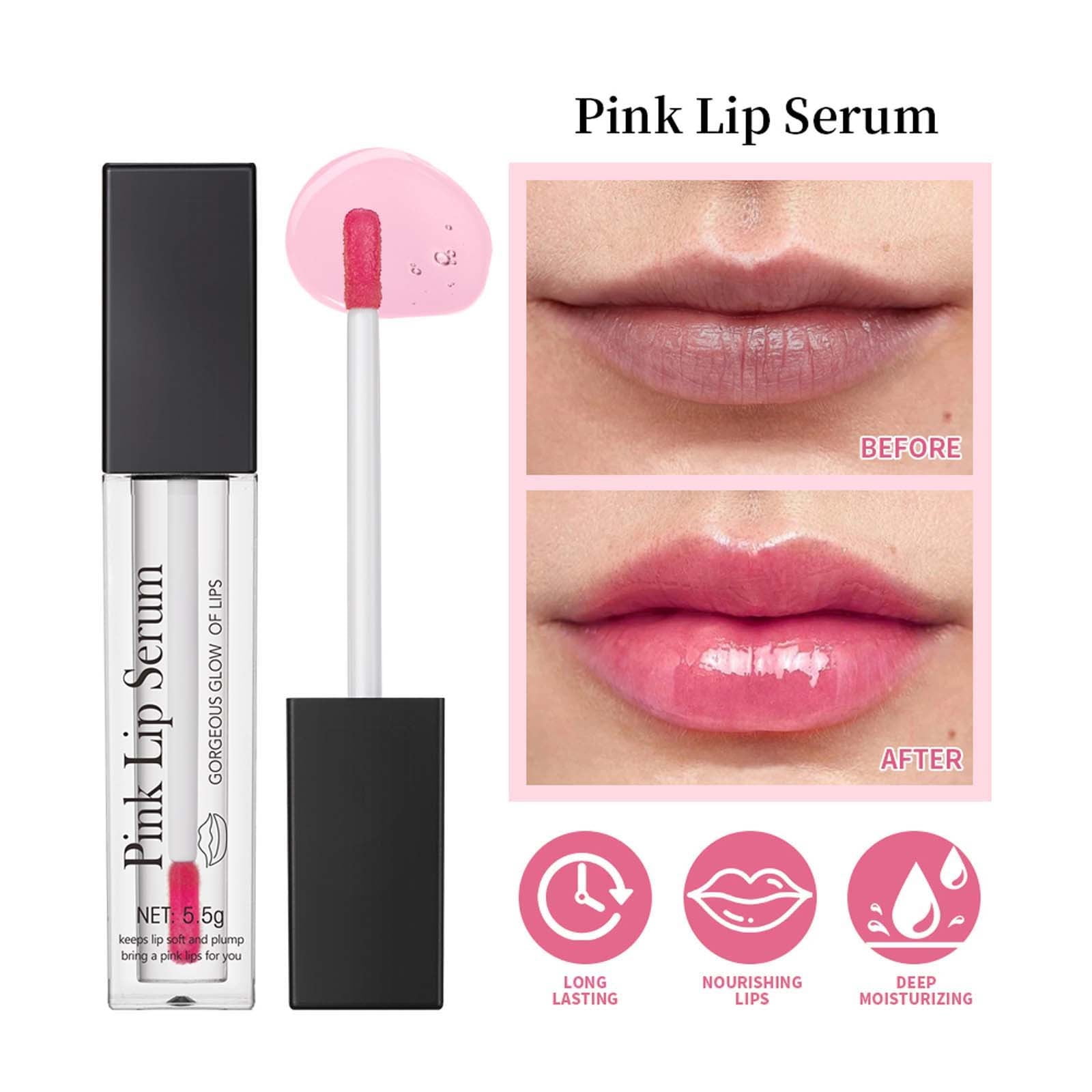 Pink Lip Serum Plump, Color Changing Lip Gloss Magic, Hydrating Lip ...