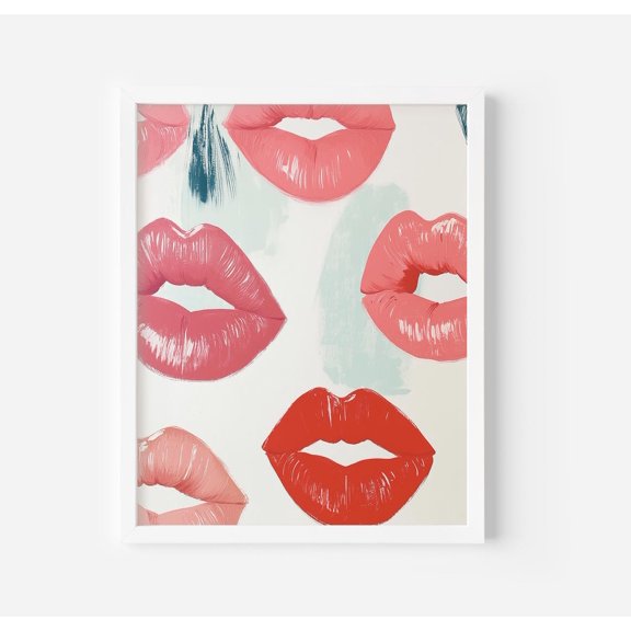 Pink Lips Art Print: Retro Vogue #469, Unframed Poster Size 8x12