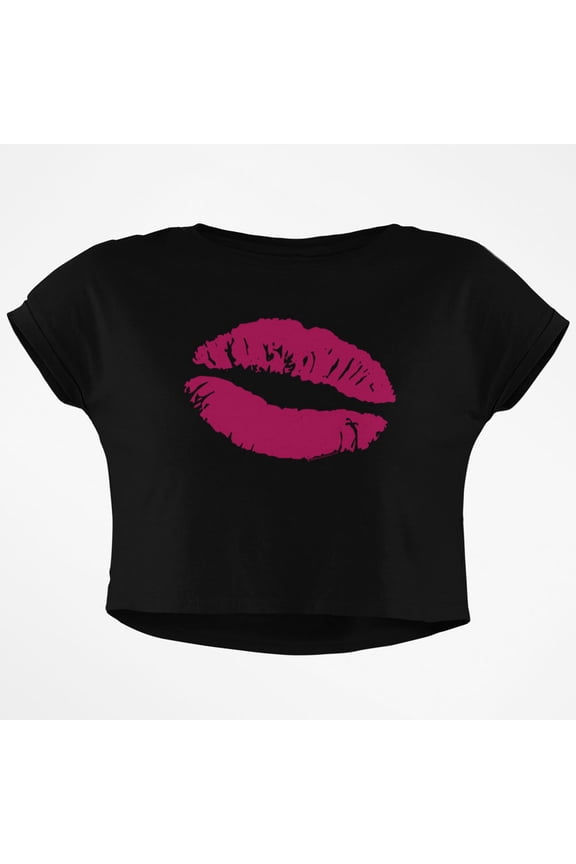 Pink Lips Junior Boxy Crop Top T Shirt